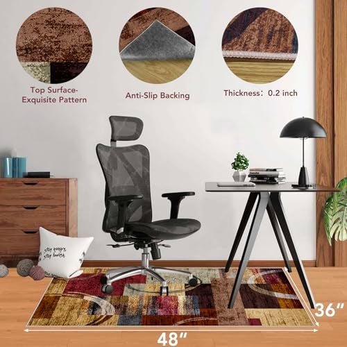 Lreedy Office Chair Mat for Hardwood FloorTile Floor36X 48 Heavy Duty Desk Chair Mat for Hard FloorsUnder Desk Rug for Rolling Computer ChairAnti SlipLow Pile Carpet FloorGeo Multi - Image 3