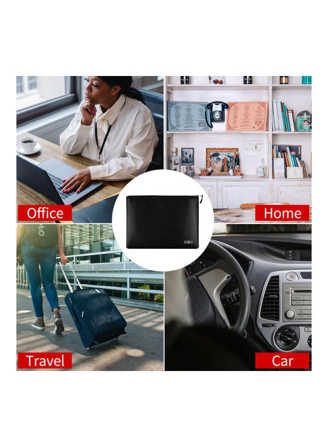 NIBEMINENT Fire and Water Resistant Expandable Document Bag Black - Image 5