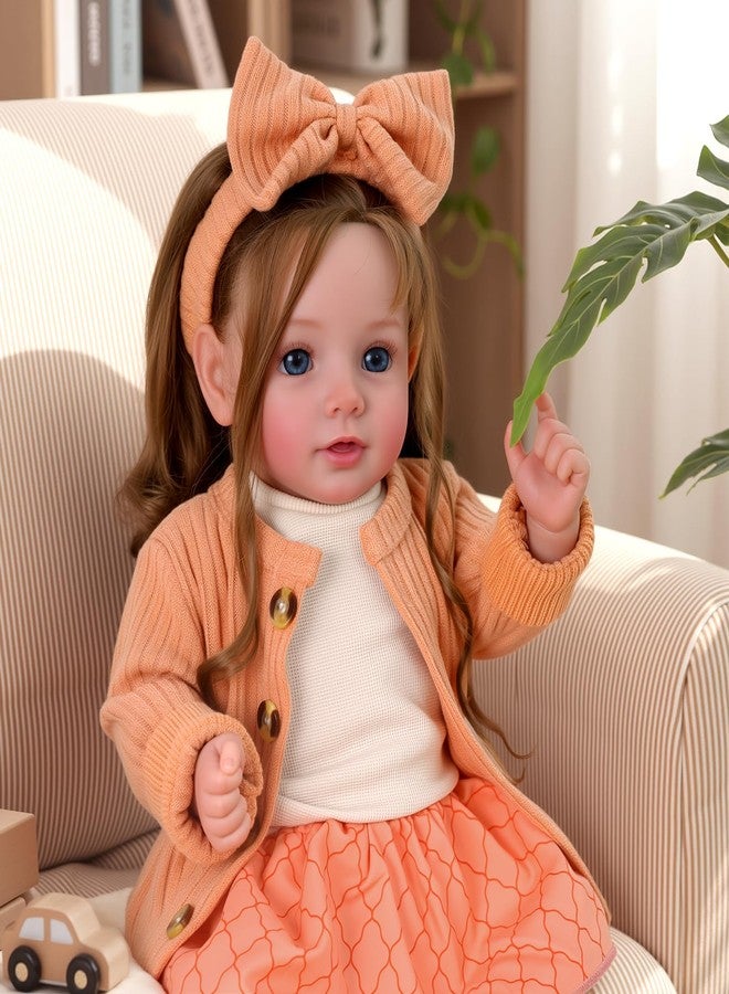BABESIDE Reborn Baby Dolls, 20 Inch Newborn Realistic Baby Doll Dara Lifelike Girl with Brown Hair, Handmade Soft Cloth Body with Clothes & Toy Accessories, Gift for Kids Age 3+ - Image 4