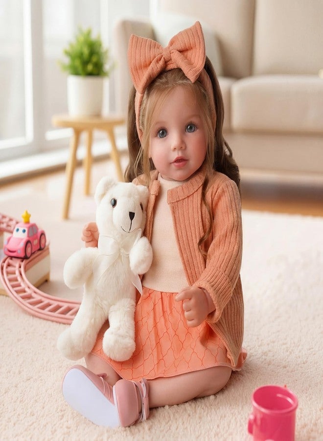 BABESIDE Reborn Baby Dolls, 20 Inch Newborn Realistic Baby Doll Dara Lifelike Girl with Brown Hair, Handmade Soft Cloth Body with Clothes & Toy Accessories, Gift for Kids Age 3+ - Image 3