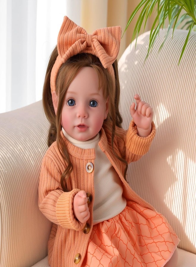 BABESIDE Reborn Baby Dolls, 20 Inch Newborn Realistic Baby Doll Dara Lifelike Girl with Brown Hair, Handmade Soft Cloth Body with Clothes & Toy Accessories, Gift for Kids Age 3+ - Image 5