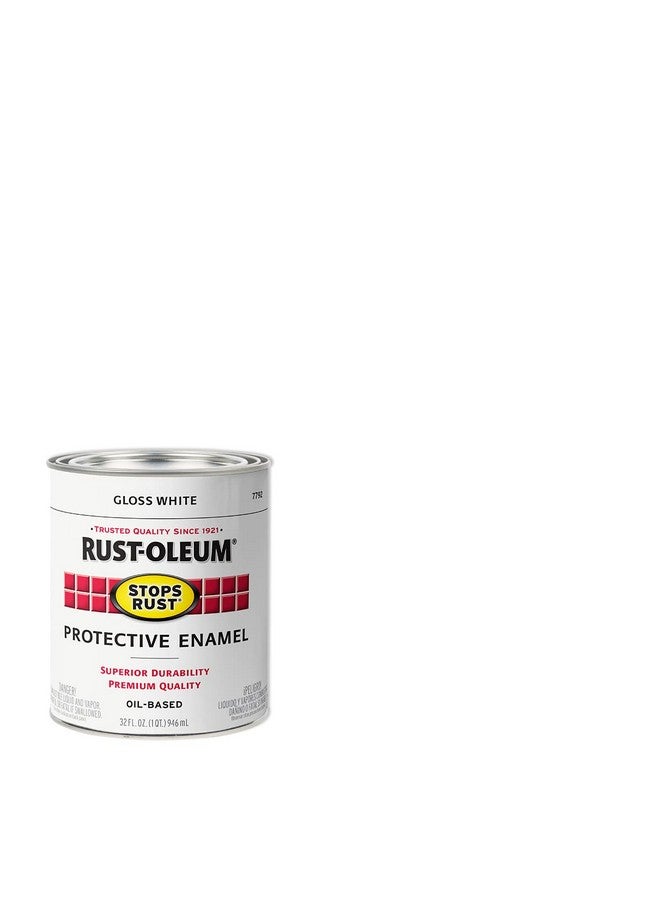 رست أوليوم طلاء Rust-Oleum 7792504-4PK Stops Rust Brush On، ربع جالون (عبوة من 4 قطع)، أبيض لامع، 128 أونصة سائلة - Image 2