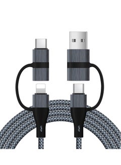 Generic USB C Charger Cable, 60W/3A USB C to USB Adaptor With iOS/Type C/USB A Ports 4 in 1 for iPhone 15 14 13 Pro Max iPad Samsung S24 S23 Ultra Z Flip 5 Multi USB to USB C Cable, Black  - Image 1