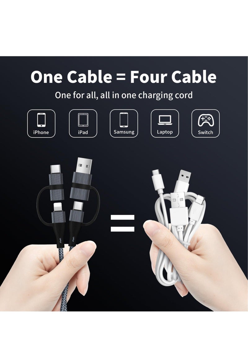 Generic - USB C Charger Cable, 60W/3A USB C to USB Adaptor With iOS/Type C/USB A Ports 4 in 1 for iPhone 15 14 13 Pro Max iPad Samsung S24 S23 Ultra Z Flip 5 Multi USB to USB C Cable, Black - Image 1