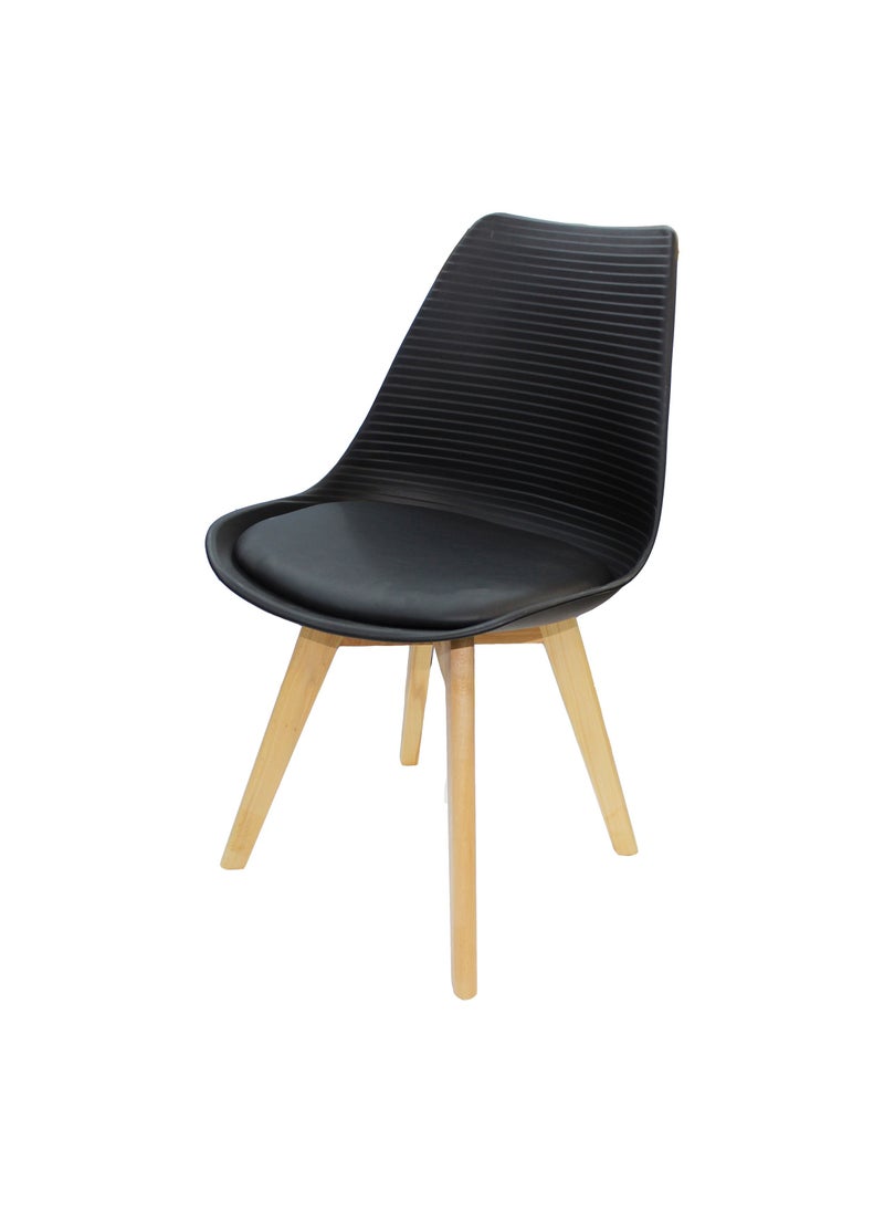 JILPHAR FURNITURE Dining Premium Chair With Wood Leg And Leather Padded Seat Black 