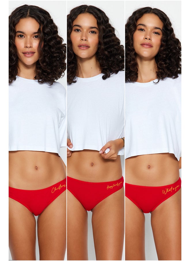 trendyol - 3-Pack Red Christmas Brazilian Briefs THMAW24KU00015 - Image 1