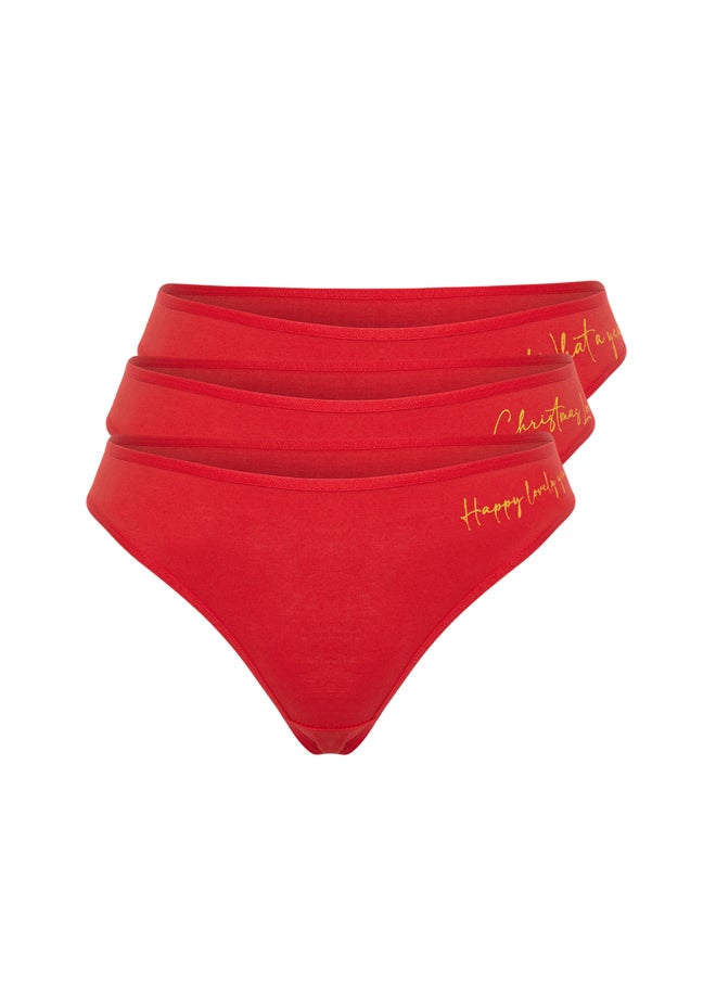 trendyol - 3-Pack Red Christmas Brazilian Briefs THMAW24KU00015 - Image 1