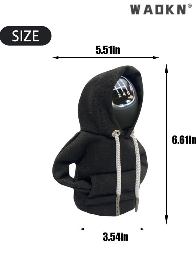 WAOKN 2 pcs Car Gear Shift Hoodie , Fashionable Gear Shift Knob Cover , Mini Hoodie for Auto Shifter , Auto Interior Cute Gadgets , Universal Car Decoration Accessories , Fashion shift knob decoration hoodie , black and purple. - Image 3