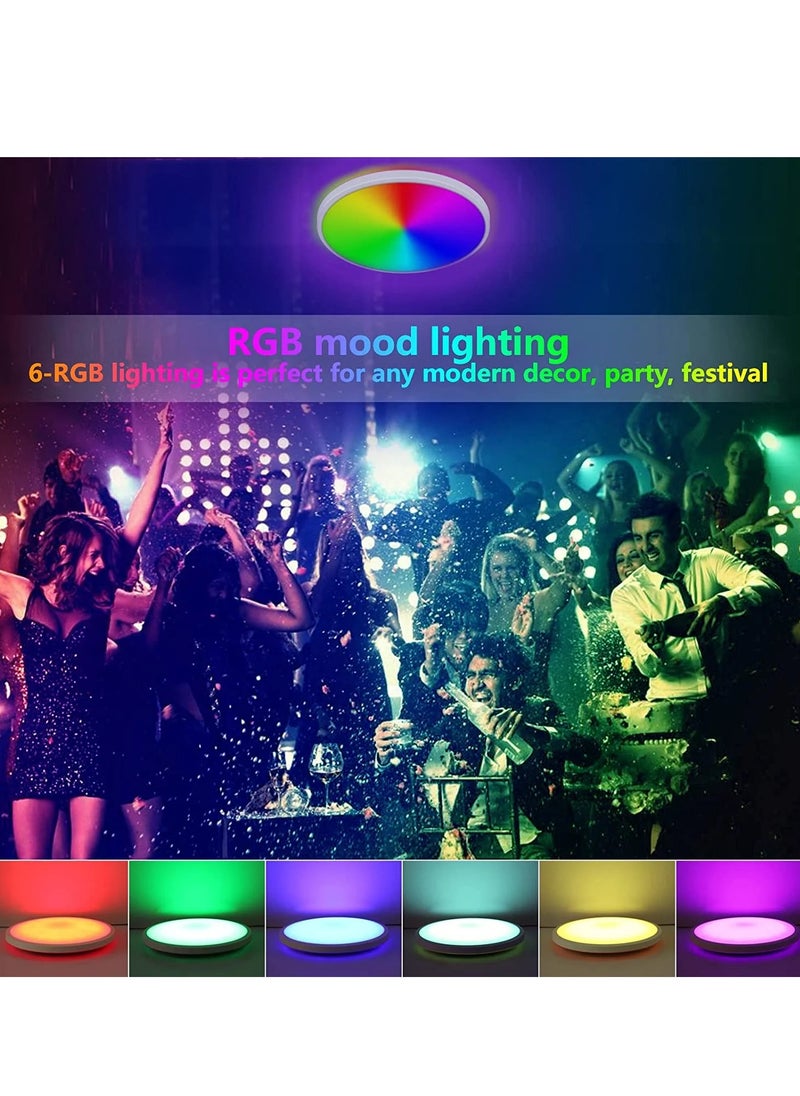 Comely - Dimmable LED Ceiling Light, Modern Ceiling Lamp, 6 Colors Backlit Waterproof Light Fixture, Remote Control Ceiling Light for Living Room Bedroom Bathroom Kitchen - Image 1