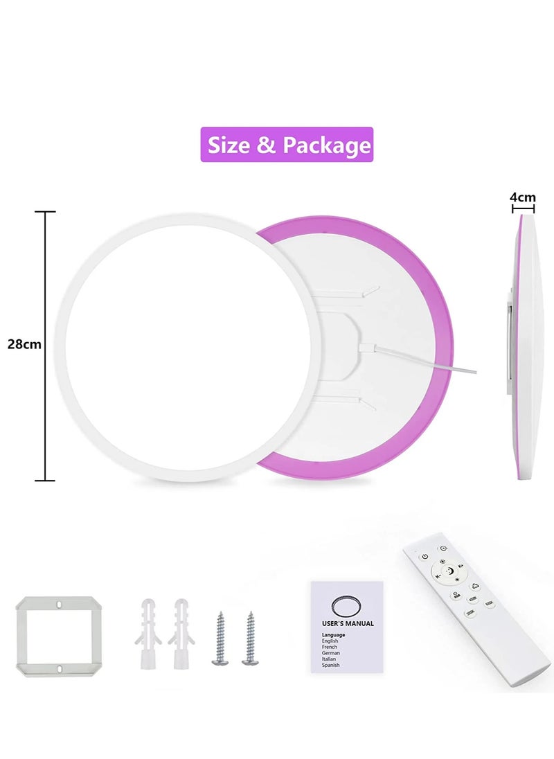 Comely - Dimmable LED Ceiling Light, Modern Ceiling Lamp, 6 Colors Backlit Waterproof Light Fixture, Remote Control Ceiling Light for Living Room Bedroom Bathroom Kitchen - Image 1
