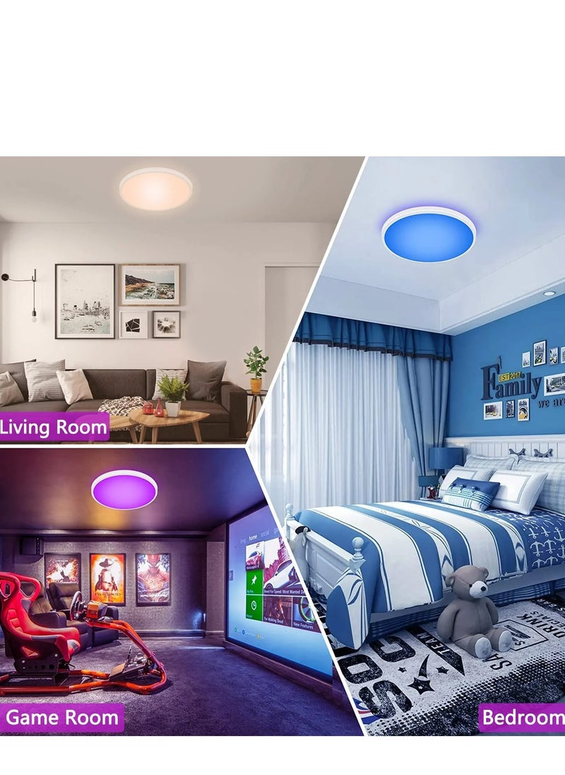 Comely - Dimmable LED Ceiling Light, Modern Ceiling Lamp, 6 Colors Backlit Waterproof Light Fixture, Remote Control Ceiling Light for Living Room Bedroom Bathroom Kitchen - Image 1