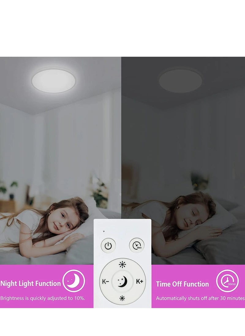 Comely - Dimmable LED Ceiling Light, Modern Ceiling Lamp, 6 Colors Backlit Waterproof Light Fixture, Remote Control Ceiling Light for Living Room Bedroom Bathroom Kitchen - Image 1