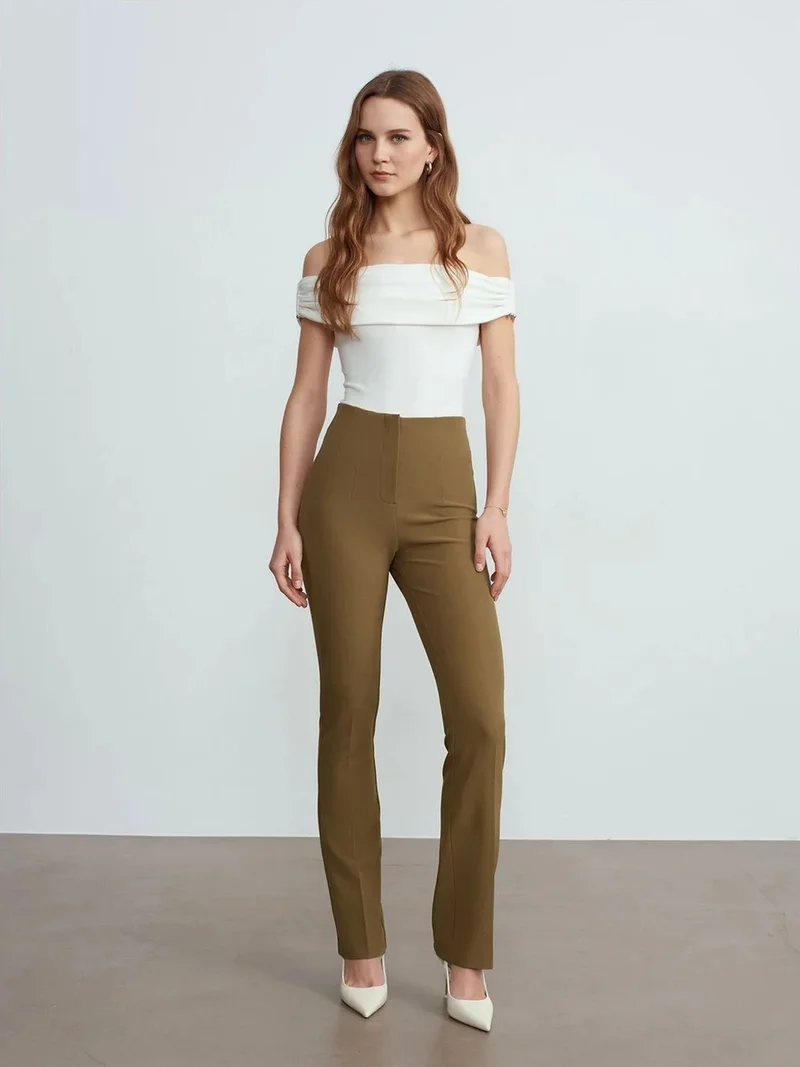 ديلفين DILVIN Women's Straight-leg Crepe Trousers