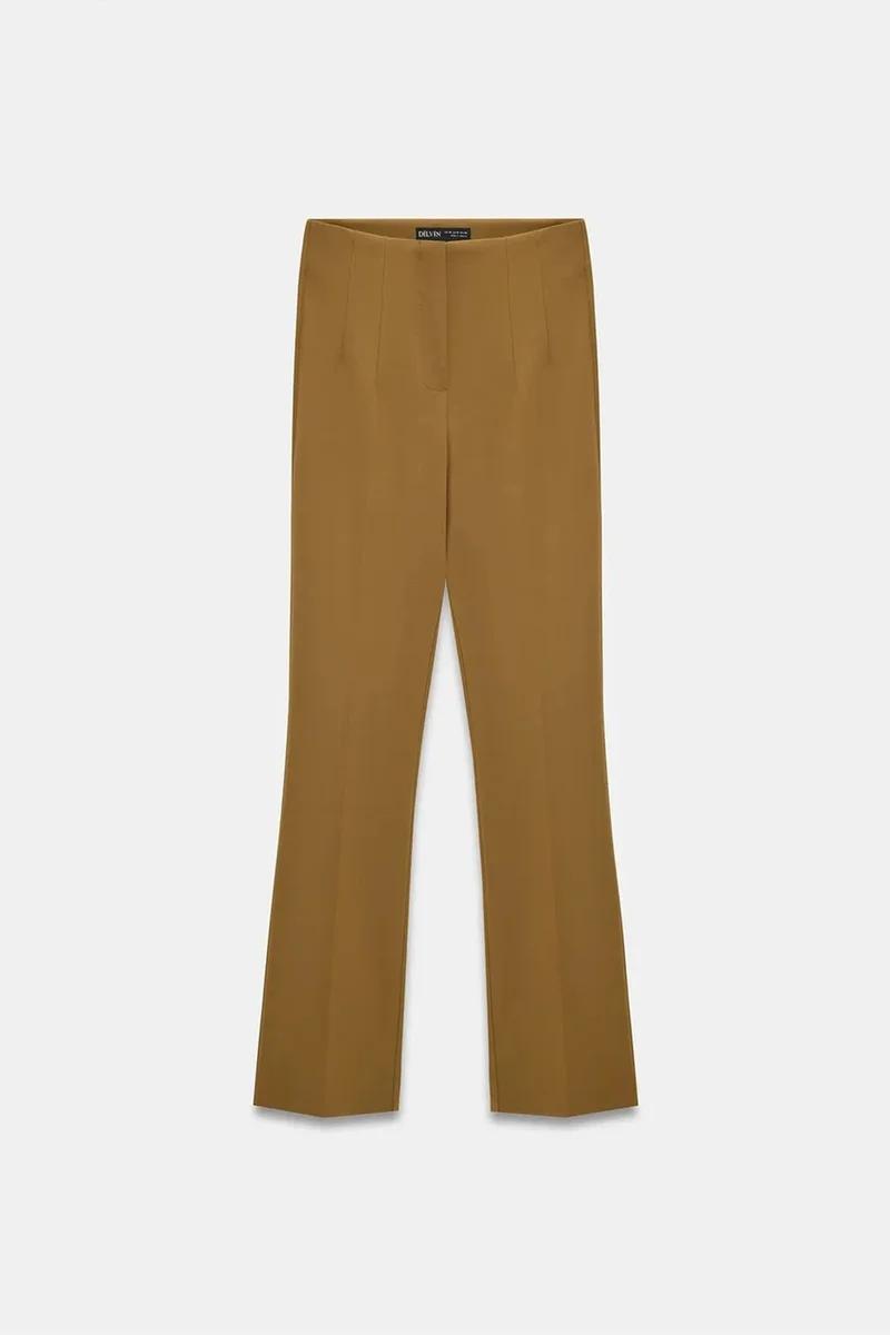 Dilvin Khaki Green DILVIN Women's Straight-leg Crepe Trousers for Women | Best Price UAE