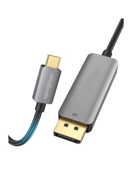 8K USB C to DisplayPort Cable 6FT, Type-C (Thunderbolt 3) to DP 1.4 Cord 32.4Gbps, Support 8K@60Hz, 4K@60Hz, 4K@144Hz, 2K@165Hz, Compatible for MacBook Pro/Air, XPS 13/15, Oculus Rift S