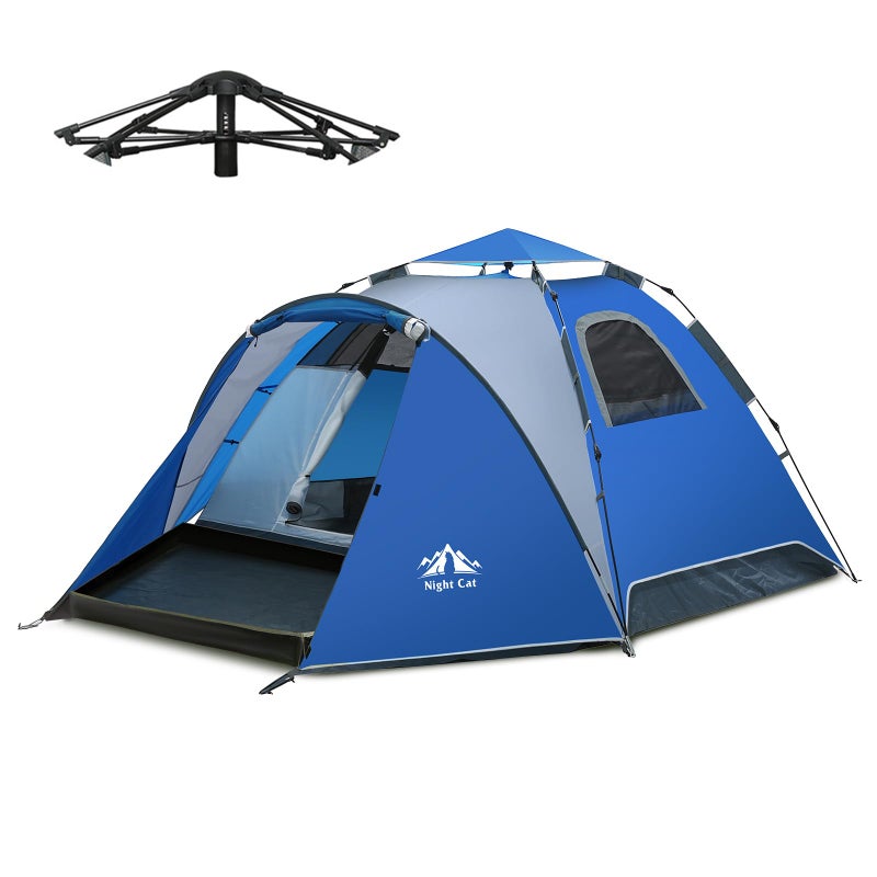 Night Cat Pop Up Tent 2-3 Persons Instant Set Up Tent with Footprint Tarp & Porch, Automatic Double Layer Waterproof Camping Tent with Rainfly - Image 1