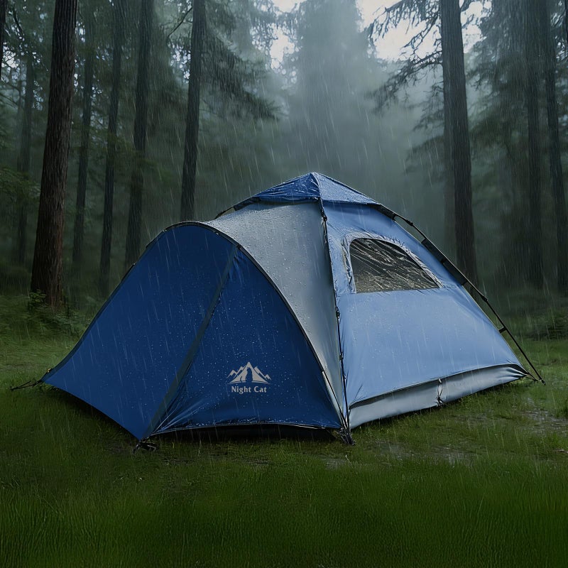 Night Cat Pop Up Tent 2-3 Persons Instant Set Up Tent with Footprint Tarp & Porch, Automatic Double Layer Waterproof Camping Tent with Rainfly - Image 5