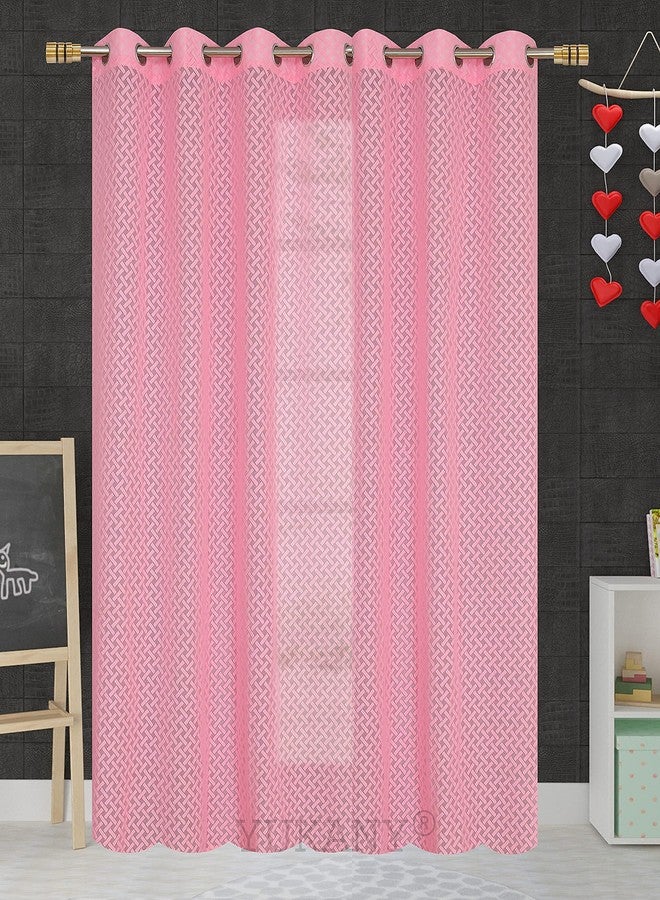 YUKANY Sheer Floral Transparent Net Curtains for Living Room I (1 Pc. Pink Cross, Window_5FT) - Image 2
