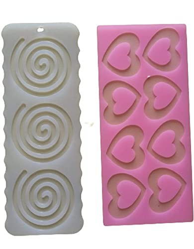 SHOAIB Heart Fan Trangle and Leaf Round Shape Cake garnishing Chocolate MouldSilicone garnishing Sheet Set of 6 - Image 3