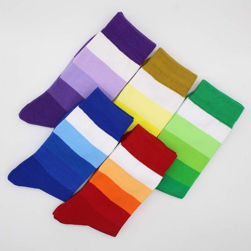TOEJYJ Mens Fun Dress Socks, Pattern Funny Casual Socks Pack, Colorful Striped Cotton Novelty Socks Size 10-13 - Image 2