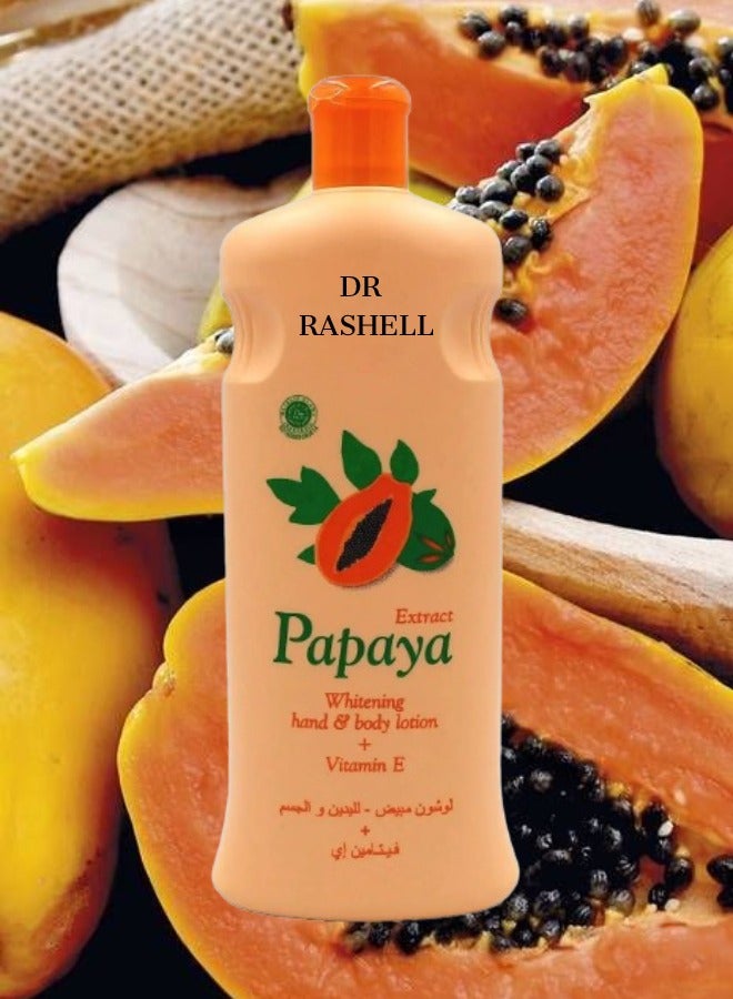 RASHELL 14 Pieces Extract Papaya Whitening Hand And Body Lotion 600ML - Image 2