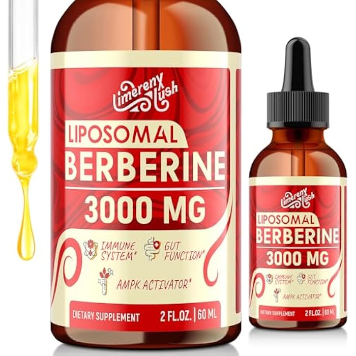 LimerenxLush Liposomal Berberine Supplement - 3000mg Berberine Complex Activating AMPK & GLP-1, Berberine HCL Liquid Drop with Ceylon Cinnamon, Green Tea, Bitter Melon, Turmeric and Prebiotic Blend for Women & Men - Image 1