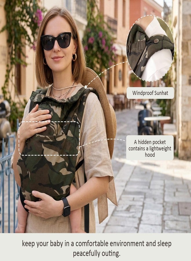 MISSWISDOM Baby Carrier for Dad (7-30lbs)-Military Stylish Infant Holder Carriers Newborn to Toddler, Men Baby Carrier with Windproof Cap, One Size Fits All, Camouflage - Image 3