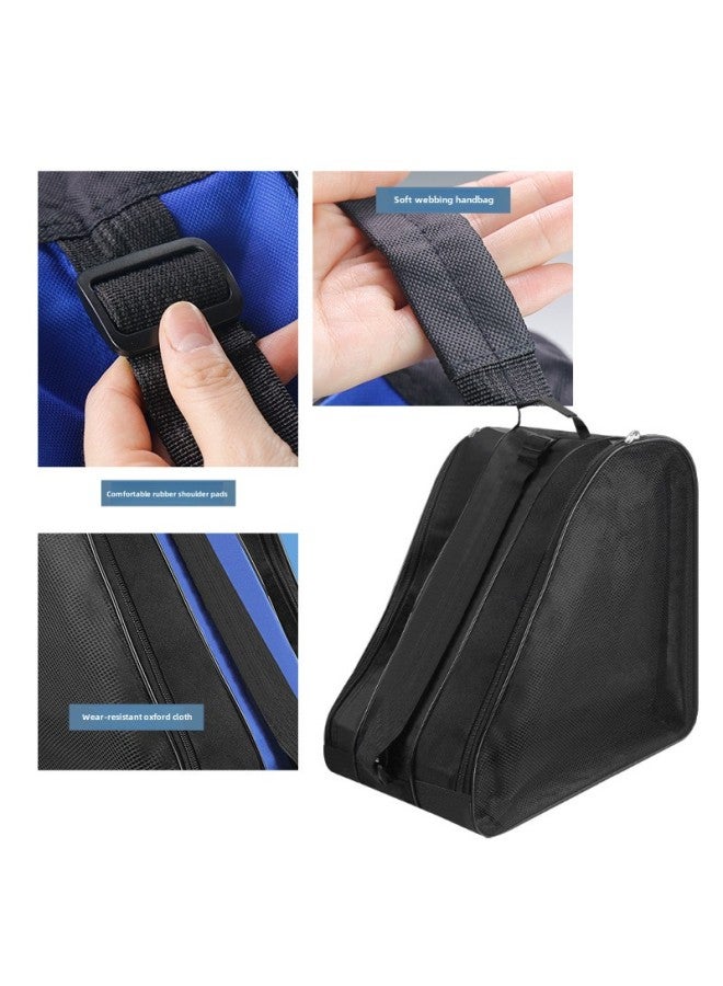 Generic Roller Skate Bag Children's Skate Bag Adult Roller Skate Storage Bag Triangle Skate Roller Skate Storage Backpack-Color:Blue-Capacity:20-35L  - Image 4