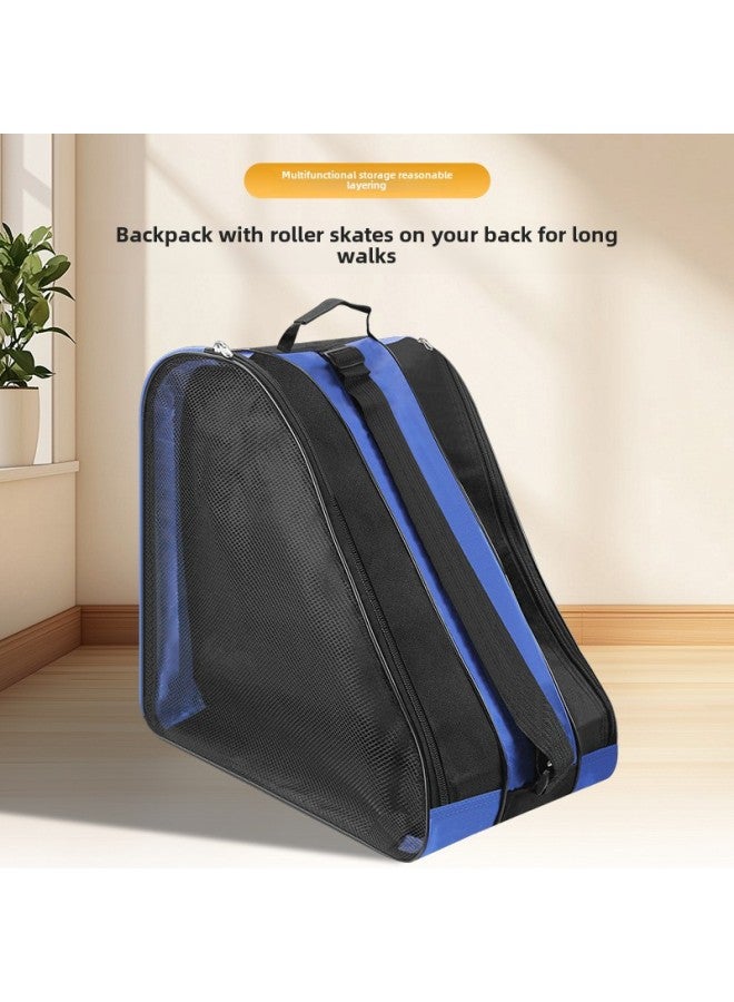 Generic Roller Skate Bag Children's Skate Bag Adult Roller Skate Storage Bag Triangle Skate Roller Skate Storage Backpack-Color:Blue-Capacity:20-35L  - Image 2