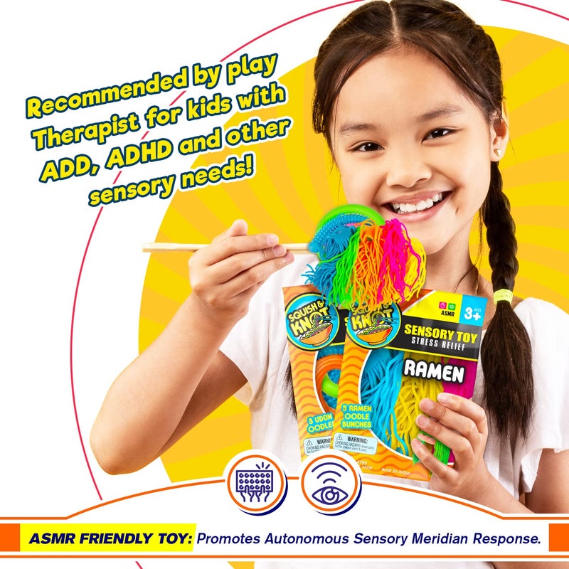 JA-RU Udon Textured Stretchy Sensory Noodles for Kids (1 Pack  3 Colored Noodles Each) Stretchy String Fidget Toys. Kids Stress Relief Toy. Bulk Party Favors. UDON-4799-1 - Image 5
