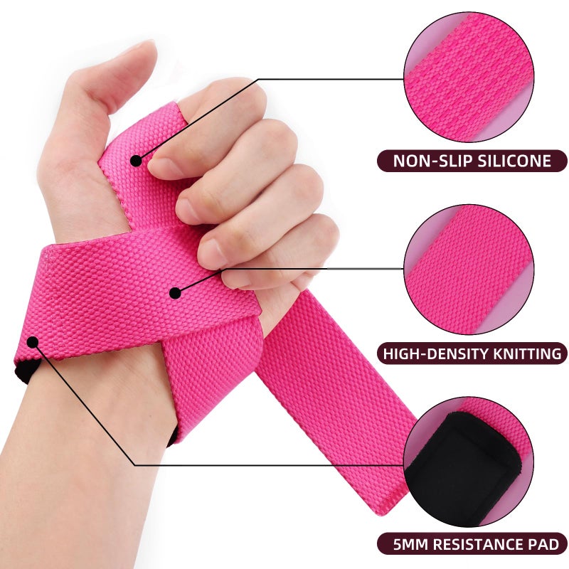 Skdk Cotton Hard Pull Wrist Lifting Straps Grips Band-Deadlift Straps With Neoprene Cushioned Wrist Padded And Anti-Skid Silicone - For Weightlifting  Bodybuilding  Xfit  Strength Training - Image 2