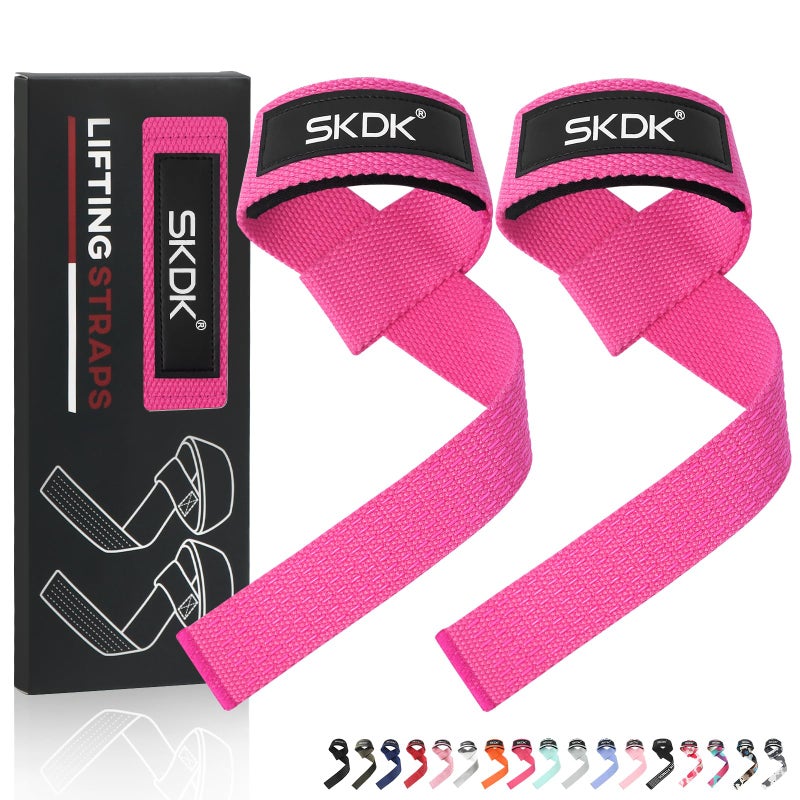 Skdk Cotton Hard Pull Wrist Lifting Straps Grips Band-Deadlift Straps With Neoprene Cushioned Wrist Padded And Anti-Skid Silicone - For Weightlifting  Bodybuilding  Xfit  Strength Training - Image 1