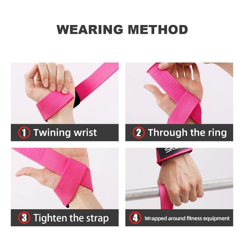 Skdk Cotton Hard Pull Wrist Lifting Straps Grips Band-Deadlift Straps With Neoprene Cushioned Wrist Padded And Anti-Skid Silicone - For Weightlifting  Bodybuilding  Xfit  Strength Training - Image 3