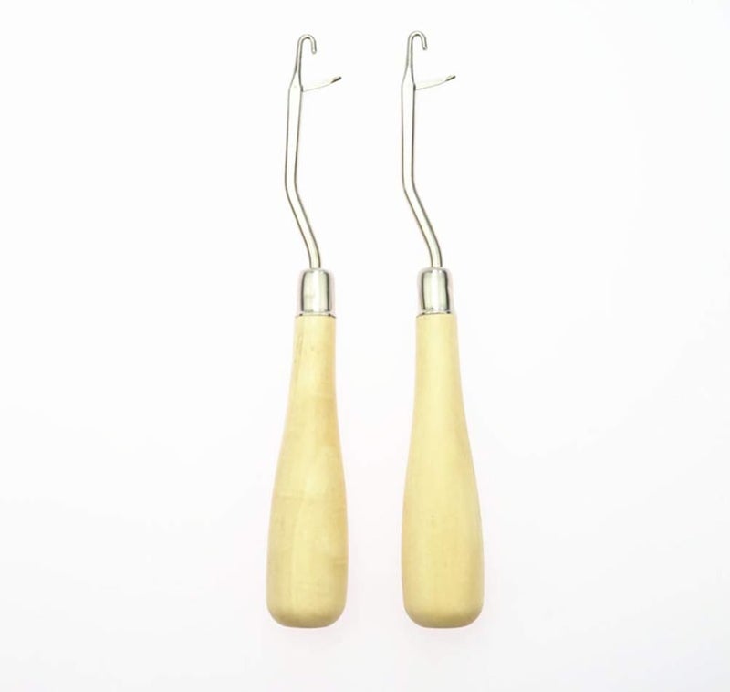 كلاراكو خطاف مزلاج منحني من كلاركو، خطاف إبرة كروشيه خشبي، أداة قفل الشعر، أدوات يدوية لضفائر الشعر، سجاد، منسوج، لوازم صنع، قطعتان - Image 4