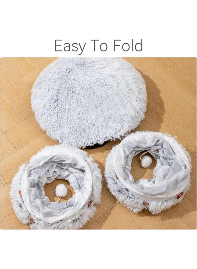 Neostyle NeoStyle Plush Cat Tunnel Bed, Plush Cat Circle Tunnel with Hanging Balls and Peepholes, Cat Bed Tunnel with Washable Cushion, Multifunctional Cat Toys for Kitten, Cat, Puppy, Rabbit, Ferret  - Image 4
