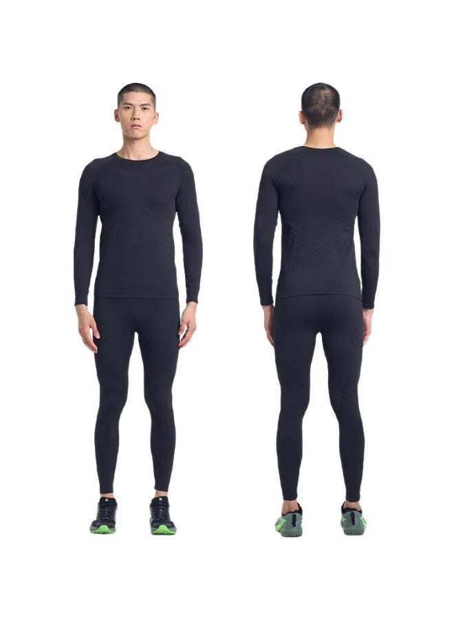 UTO Men'S Outdoor Sports Running Skiing Compression Quick Dry Clothes Set Black M - Image 1