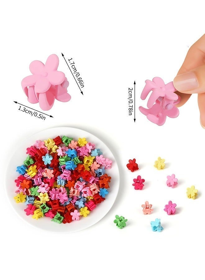 SenRan Small Flower Hair Clips, 100pcs Cute Colorful Mini Hair Claws for Toddlers, Girls & Women - Image 3
