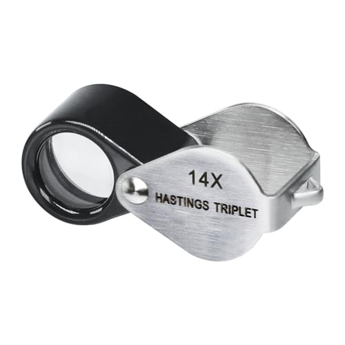 GAIN EXPRESS Hasting Foldaway Mini Design 14x Magnification 12mm Triplet Optical Glass Stainless Steel Body PocketSize Magnifying Tool for Eye Stamps Watches Hobbies and Gems White - Image 1