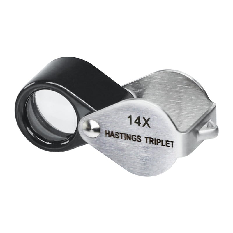 GAIN EXPRESS Hasting Foldaway Mini Design 14x Magnification 12mm Triplet Optical Glass Stainless Steel Body PocketSize Magnifying Tool for Eye Stamps Watches Hobbies and Gems White - Image 2