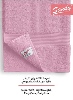 Sandy Sandy Bath Towel Premium Hotel Quality 100% Cotton Made in Egypt, Soft Quick Drying and Highly Absorbent (70x140 cm) - Pink  - Image 3