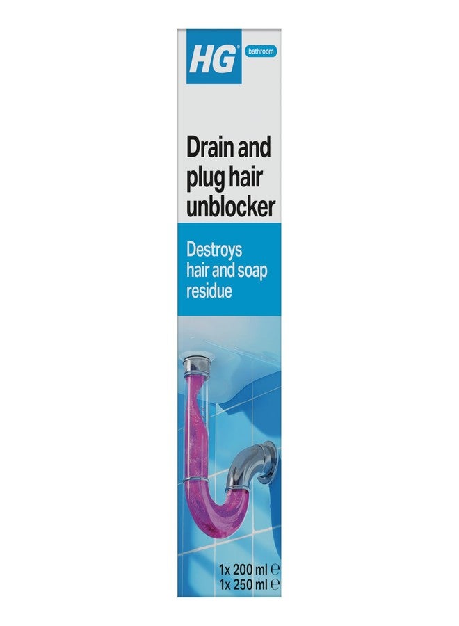 HG drain and plug hair unblocker 1X200ml & 1X250ml - Image 1
