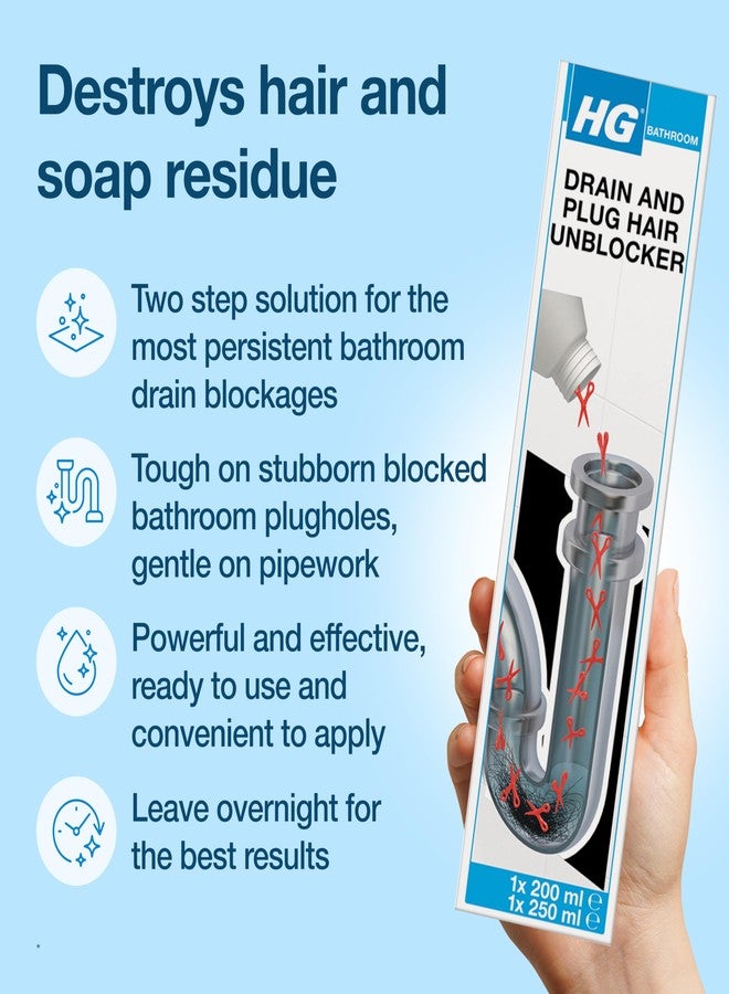 HG drain and plug hair unblocker 1X200ml & 1X250ml - Image 2