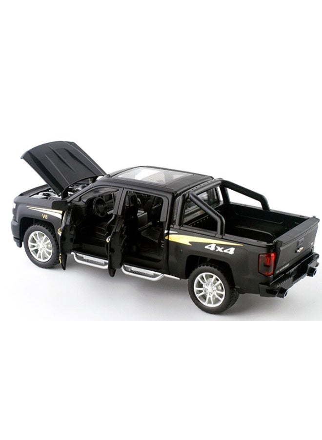 1:28 Scale Simulation of Chevrolet Truck - Diecast Metal Toy Car with Pull-Back Action, Opening Doors - Image 4