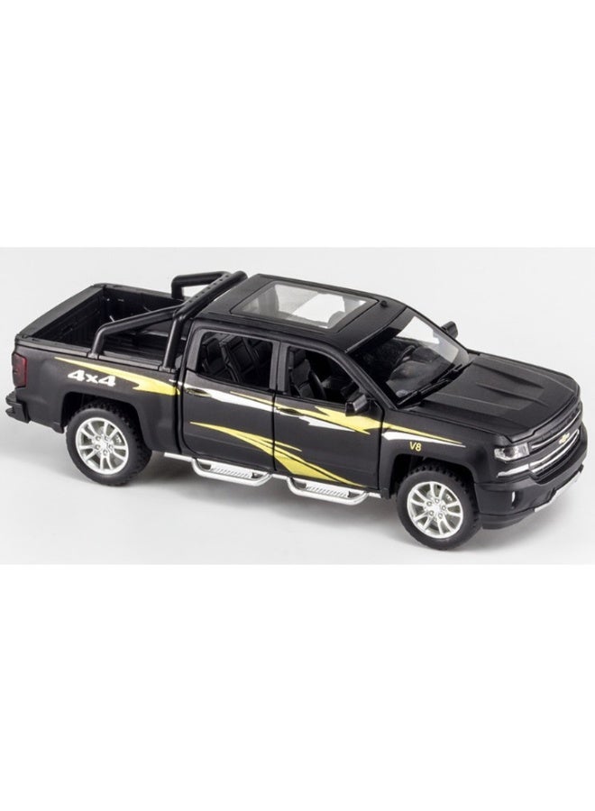 1:28 Scale Simulation of Chevrolet Truck - Diecast Metal Toy Car with Pull-Back Action, Opening Doors - Image 2