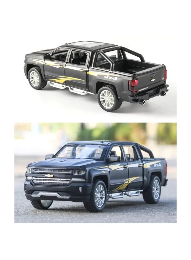 1:28 Scale Simulation of Chevrolet Truck - Diecast Metal Toy Car with Pull-Back Action, Opening Doors - Image 3