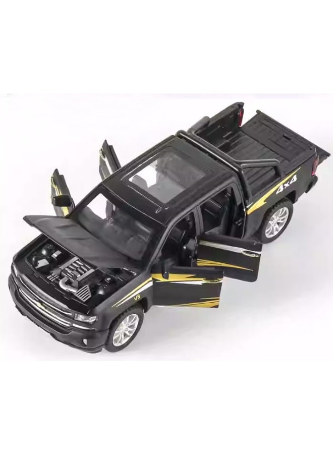 1:28 Scale Simulation of Chevrolet Truck - Diecast Metal Toy Car with Pull-Back Action, Opening Doors - Image 1