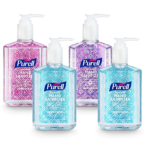 Purell Advanced Hand Sanitizer Refreshing Gel Design Series, Clean Scent,Clear, 8 Fl Oz Pump Bottle (Pack of 4), 9652-06-ECDECO - Image 1