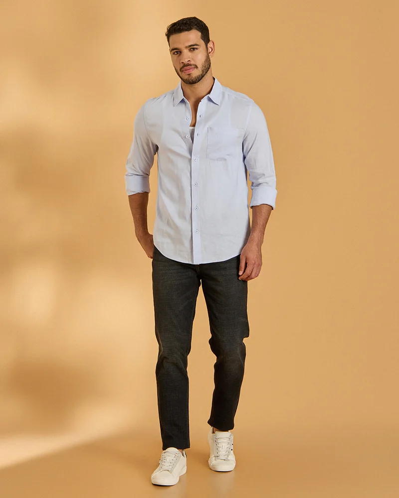 Redtag Men Blue Plain Shirt
