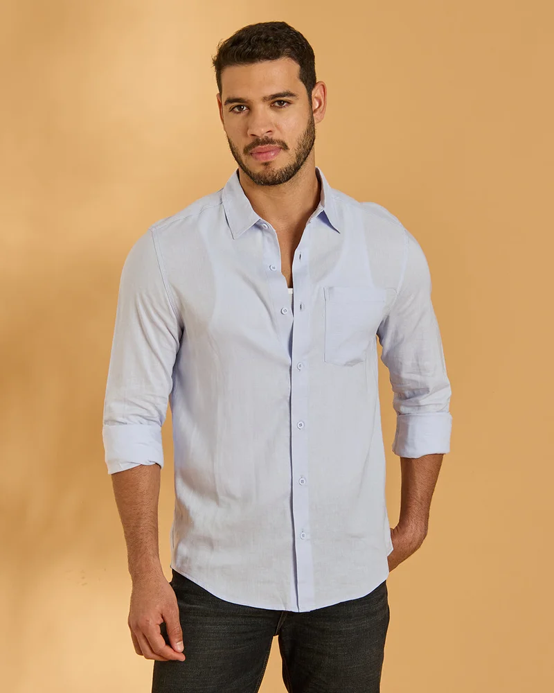 Redtag Men Blue Plain Shirt