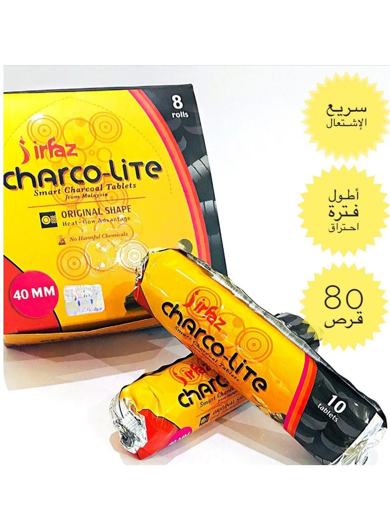 irfaz Charco lite Quick Ignite Bakhoor Charcoal 80 Peice-40MM-AL SAQER - Image 2